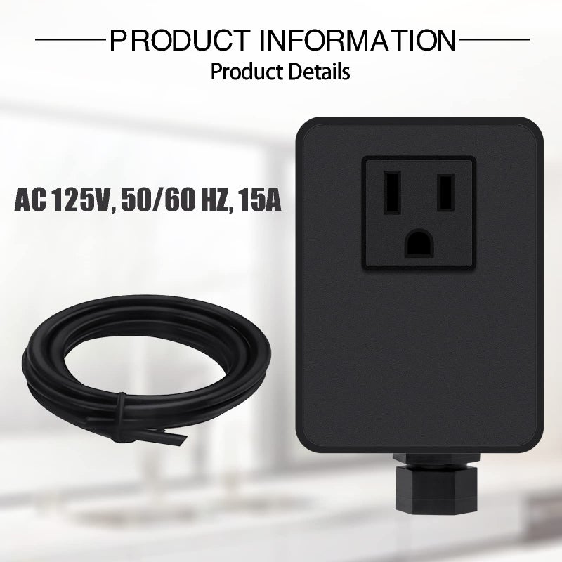 SINKINGDOM Garbage Disposal Air Switch Kit with Long Button, Matte Black (Brass Cover) - Image 3
